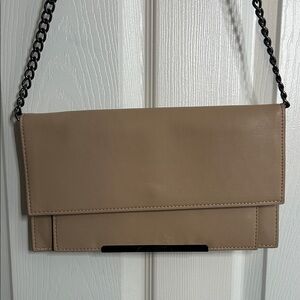 Steve Madden Elegant Tan Leather Clutch Envelope Chain